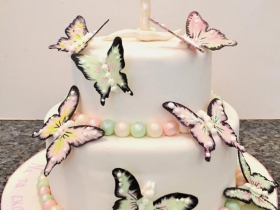 2 TIERED 1ST CAKE WITH BUTTERFLIES