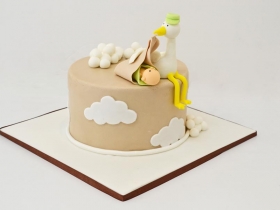 NEW BABY WITH STORK CAKE