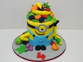 MINION CAKE with FRUITS ON TOP