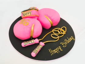 PINK BOXING GLOVES AND SKIPPING ROPE I